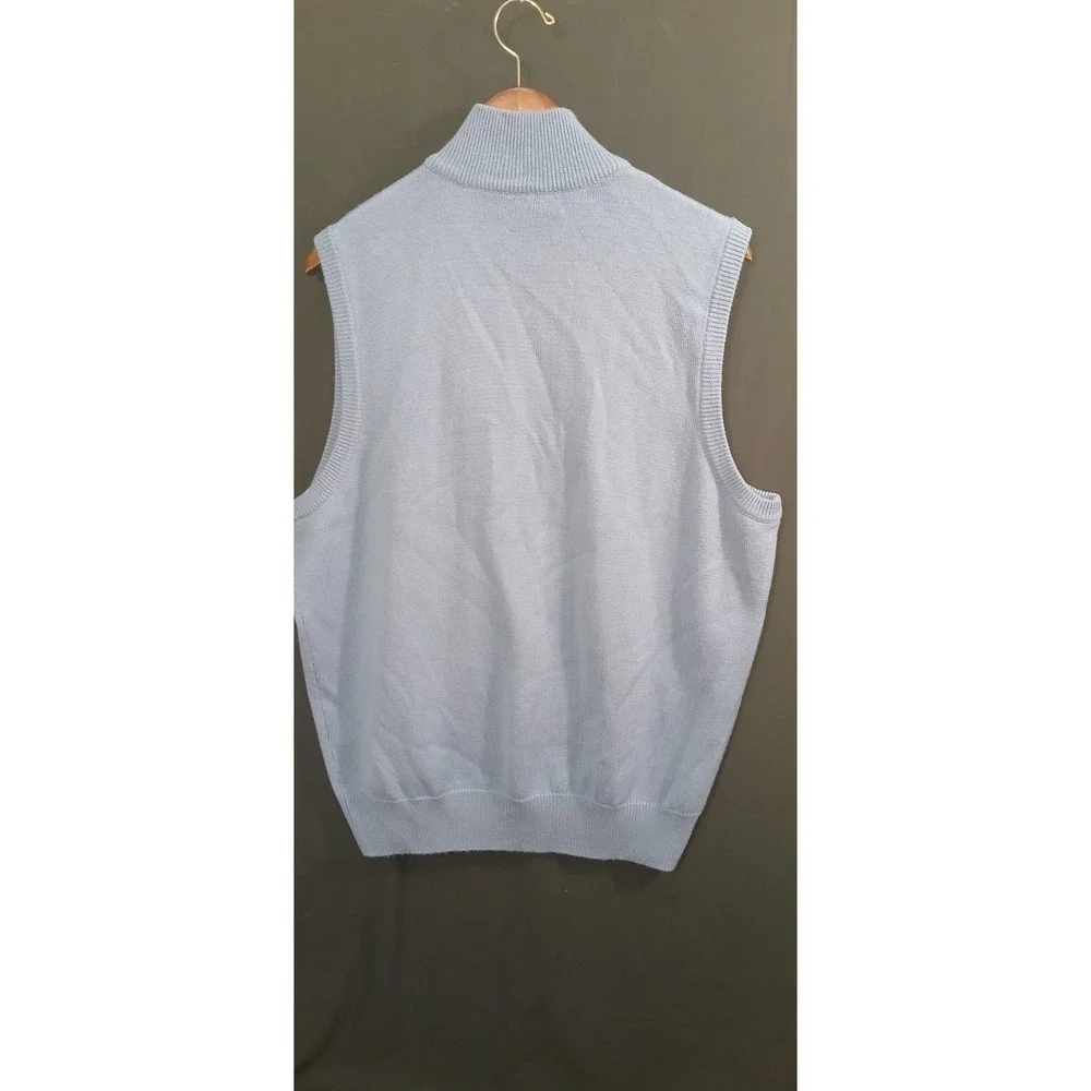 Polo Golf by Ralph Lauren Men's M 100% Merino Wool Zip Neck Sweater Vest Blue!!